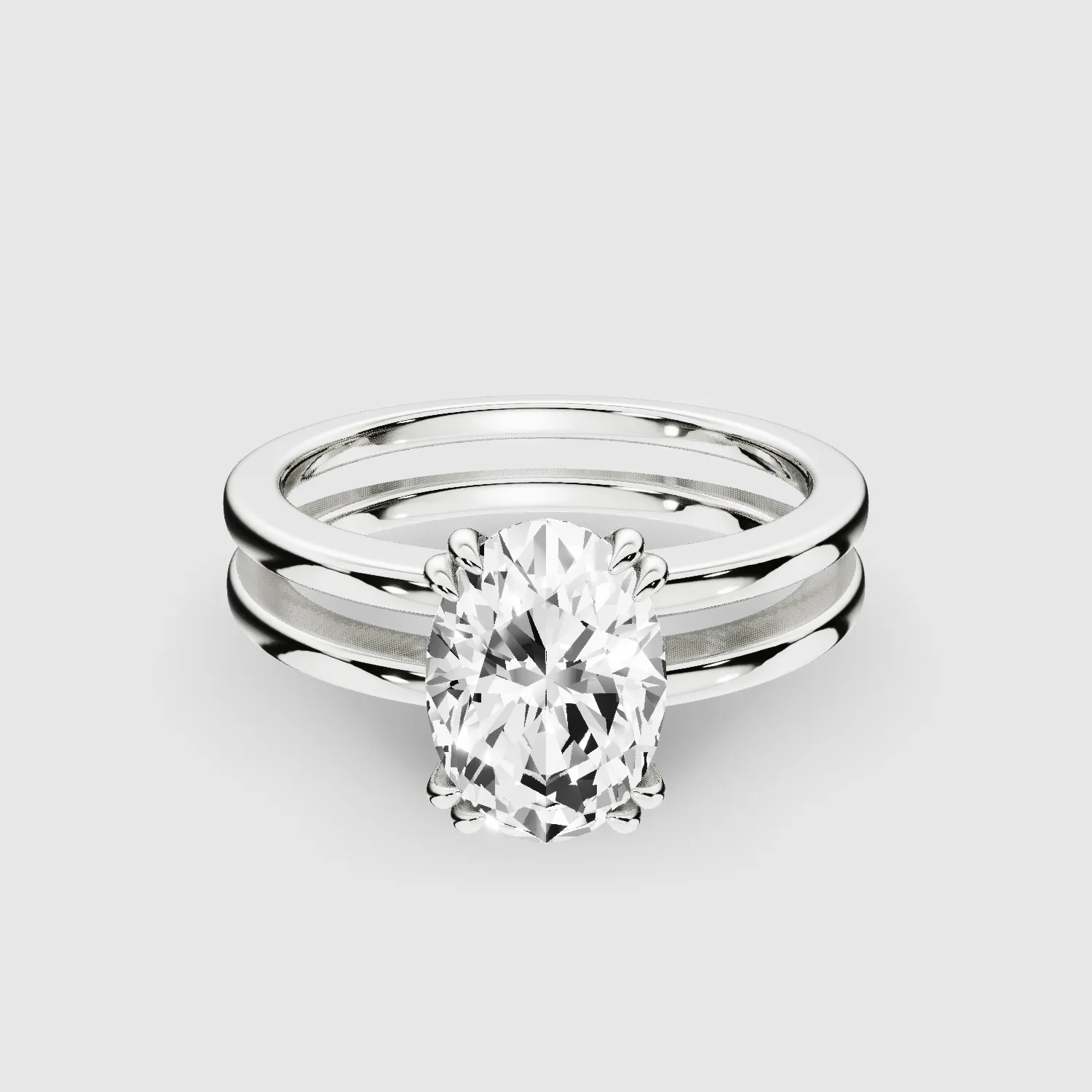 Gold Dual Shank Lab Grown Diamond Solitaire Ring-Oval