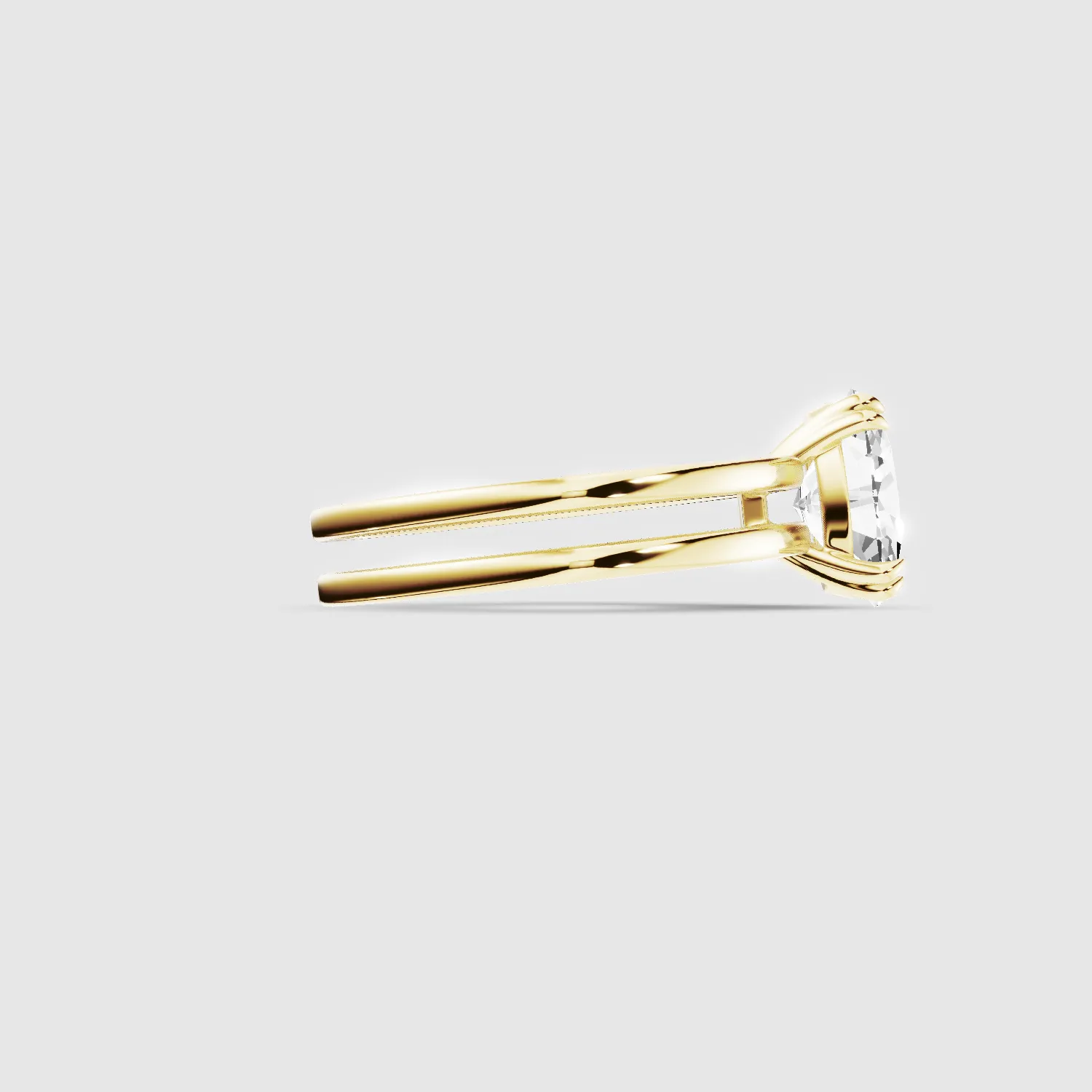 Gold Dual Shank Lab Grown Diamond Solitaire Ring-Oval