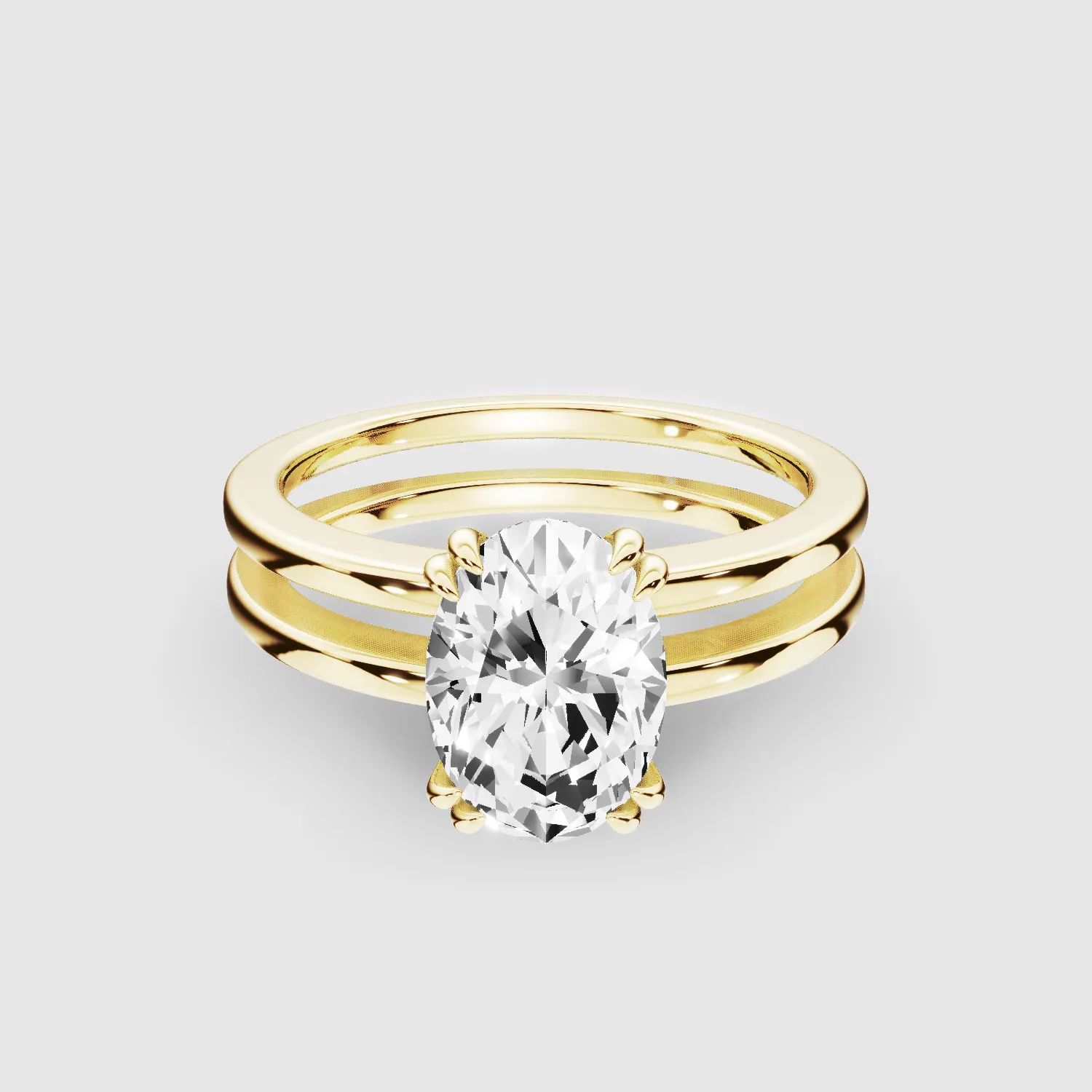 Gold Dual Shank Lab Grown Diamond Solitaire Ring-Oval