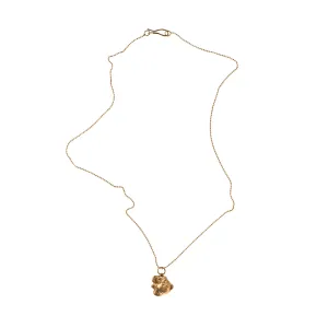 Gold Nugget 14K Gold Necklace w. Diamonds