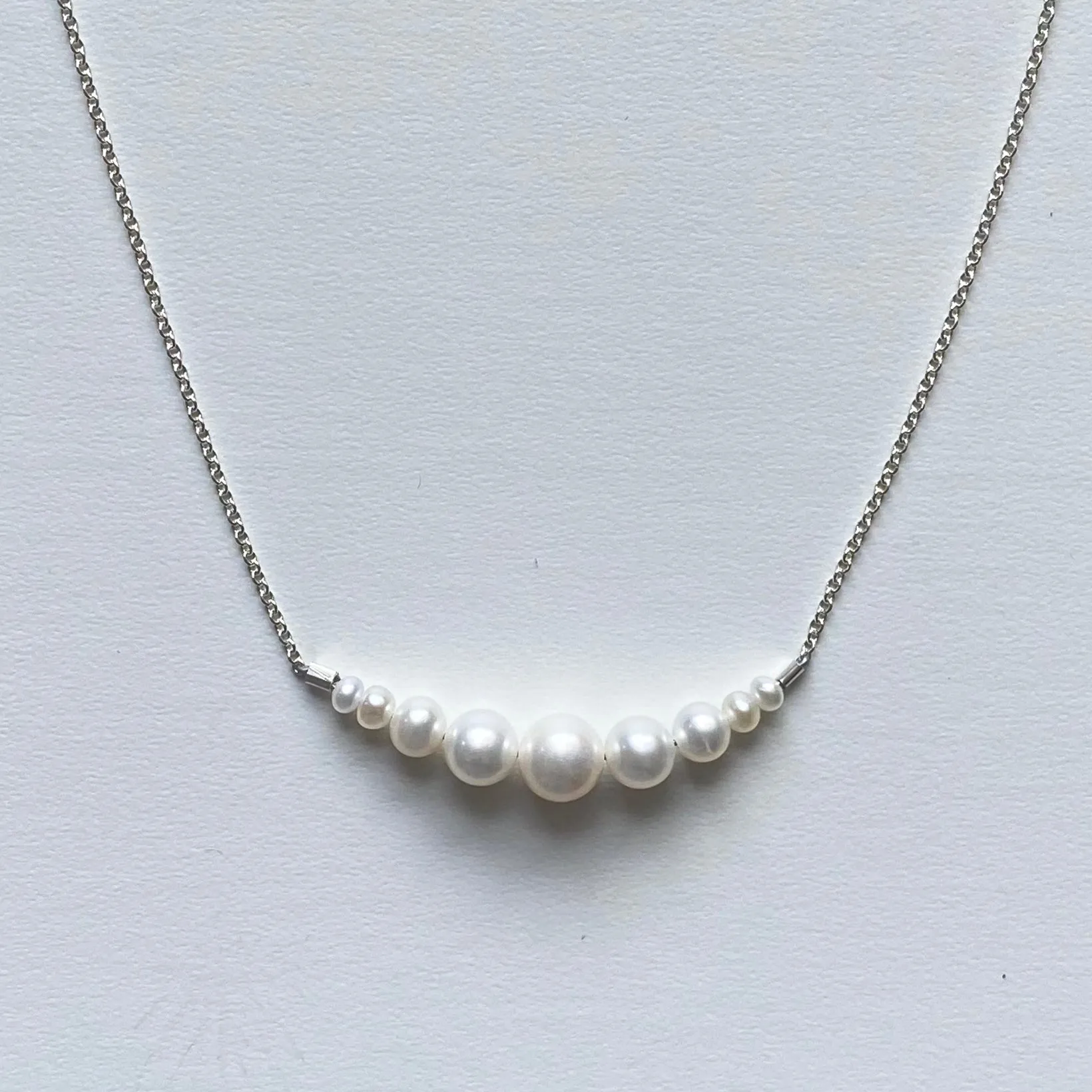 Graduated Pearl Bar Necklace