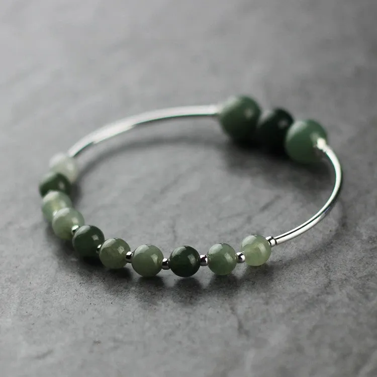 Green Jade Beaded Bracelet Handmade Gemstone Jewelry Accessories Gifts For Women