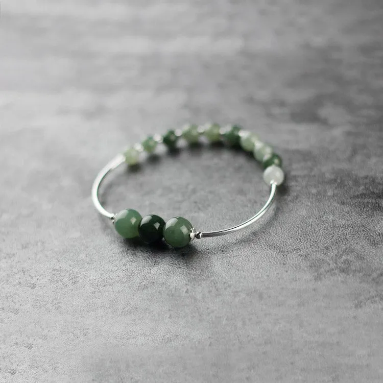Green Jade Beaded Bracelet Handmade Gemstone Jewelry Accessories Gifts For Women