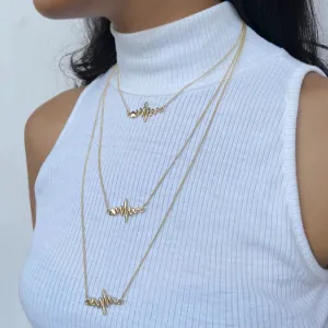 Heartbeat Pendants Statement Gold-Toned Long Layered Necklace