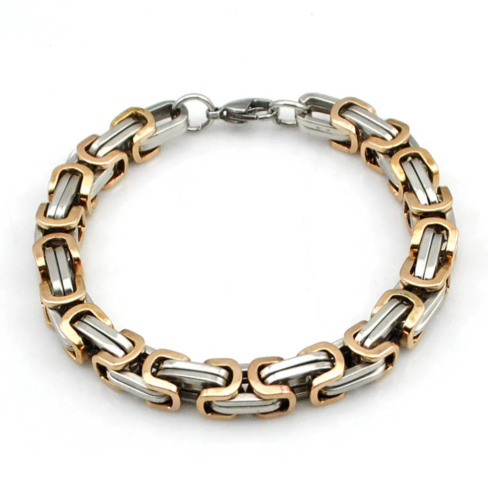 Hot Fashion Stainless Steel Bracelet Men Byzantine Link Chain Bracelets & bangles Pop Love Style