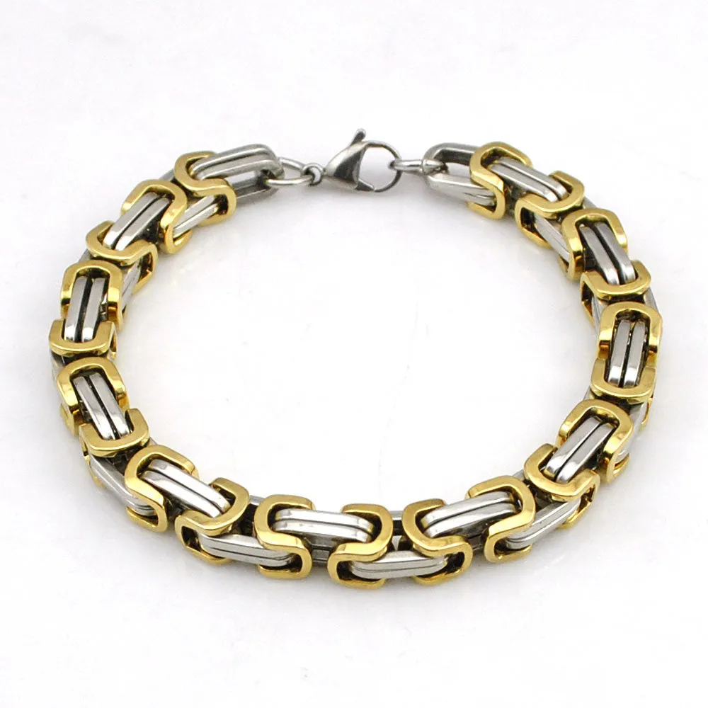 Hot Fashion Stainless Steel Bracelet Men Byzantine Link Chain Bracelets & bangles Pop Love Style