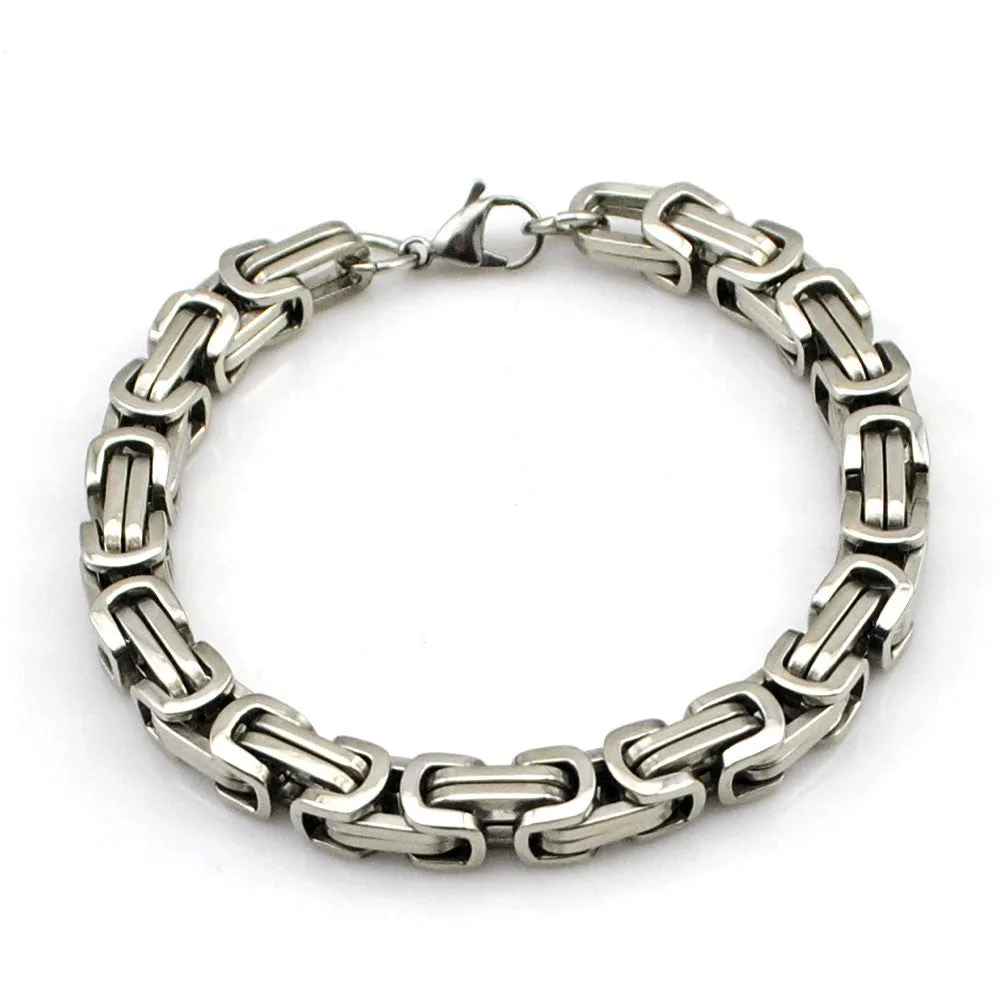 Hot Fashion Stainless Steel Bracelet Men Byzantine Link Chain Bracelets & bangles Pop Love Style