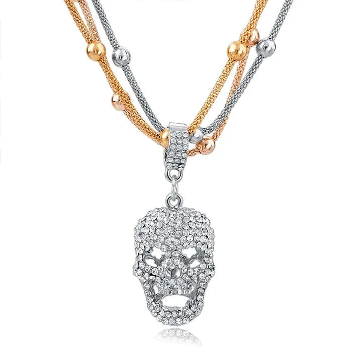 Hot Sale Women Long Necklace Gold Plated Chain Necklace Full Rhinestone Ball Pendant Necklace