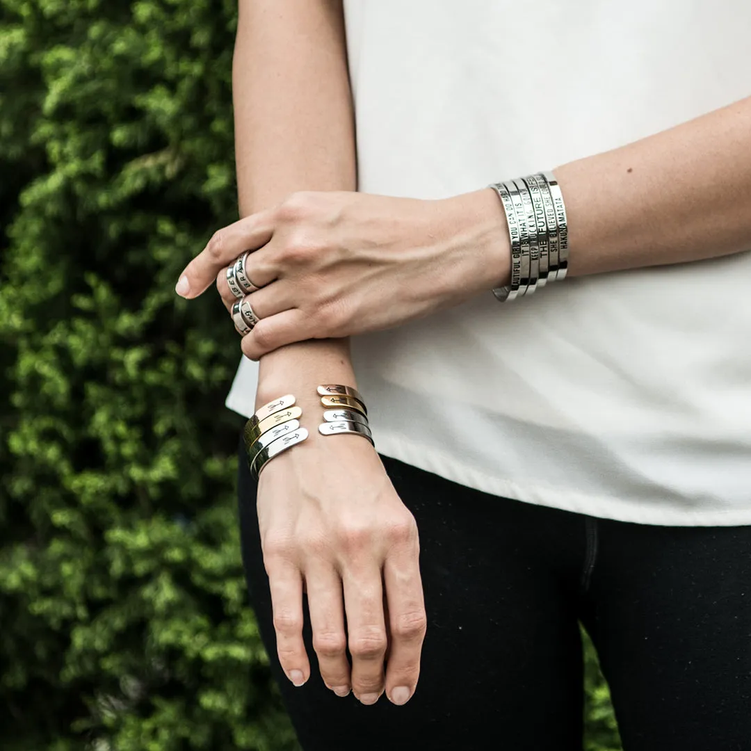 I Am A F**king Warrior Hidden Message Mantra Cuff Bracelet