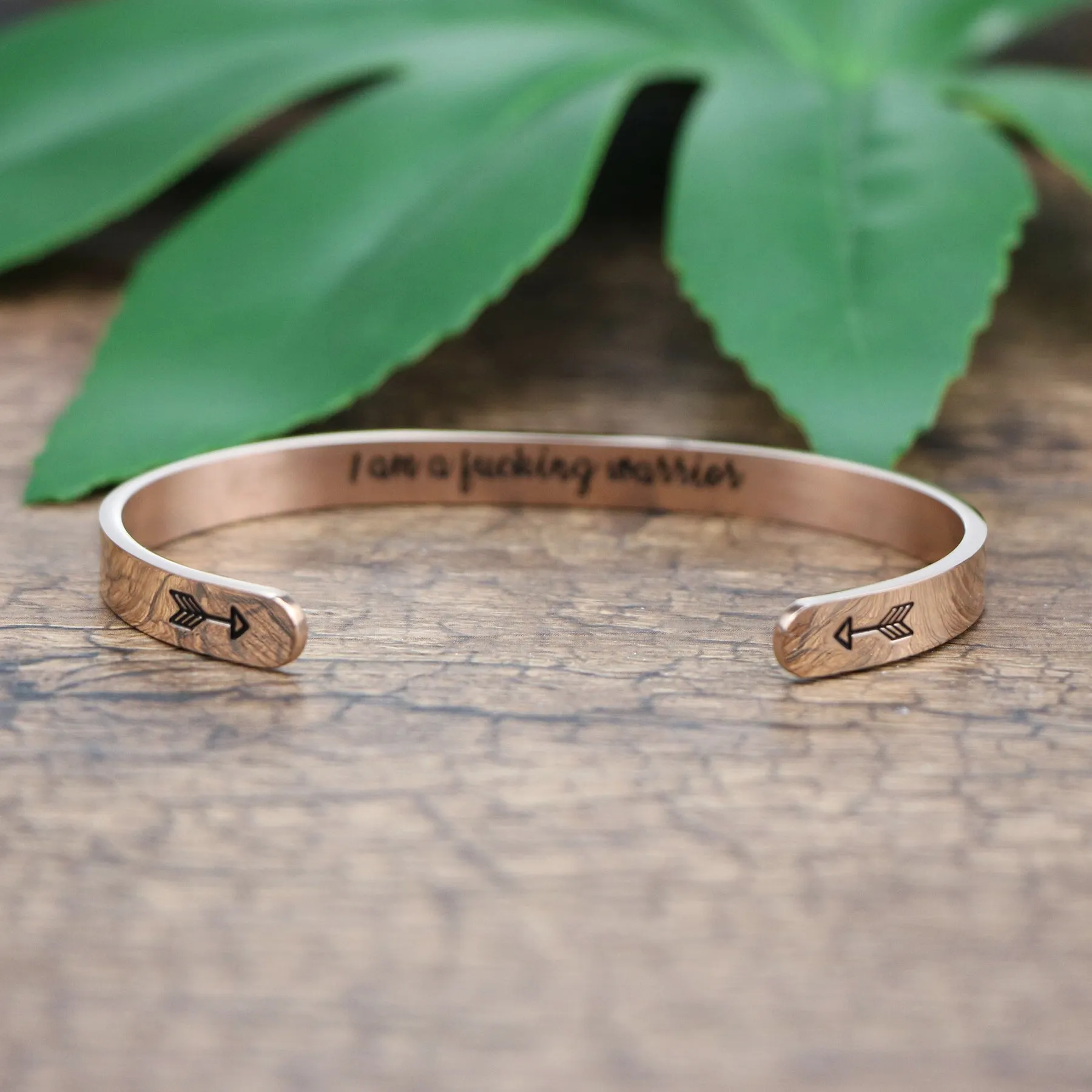 I Am A F**king Warrior Hidden Message Mantra Cuff Bracelet