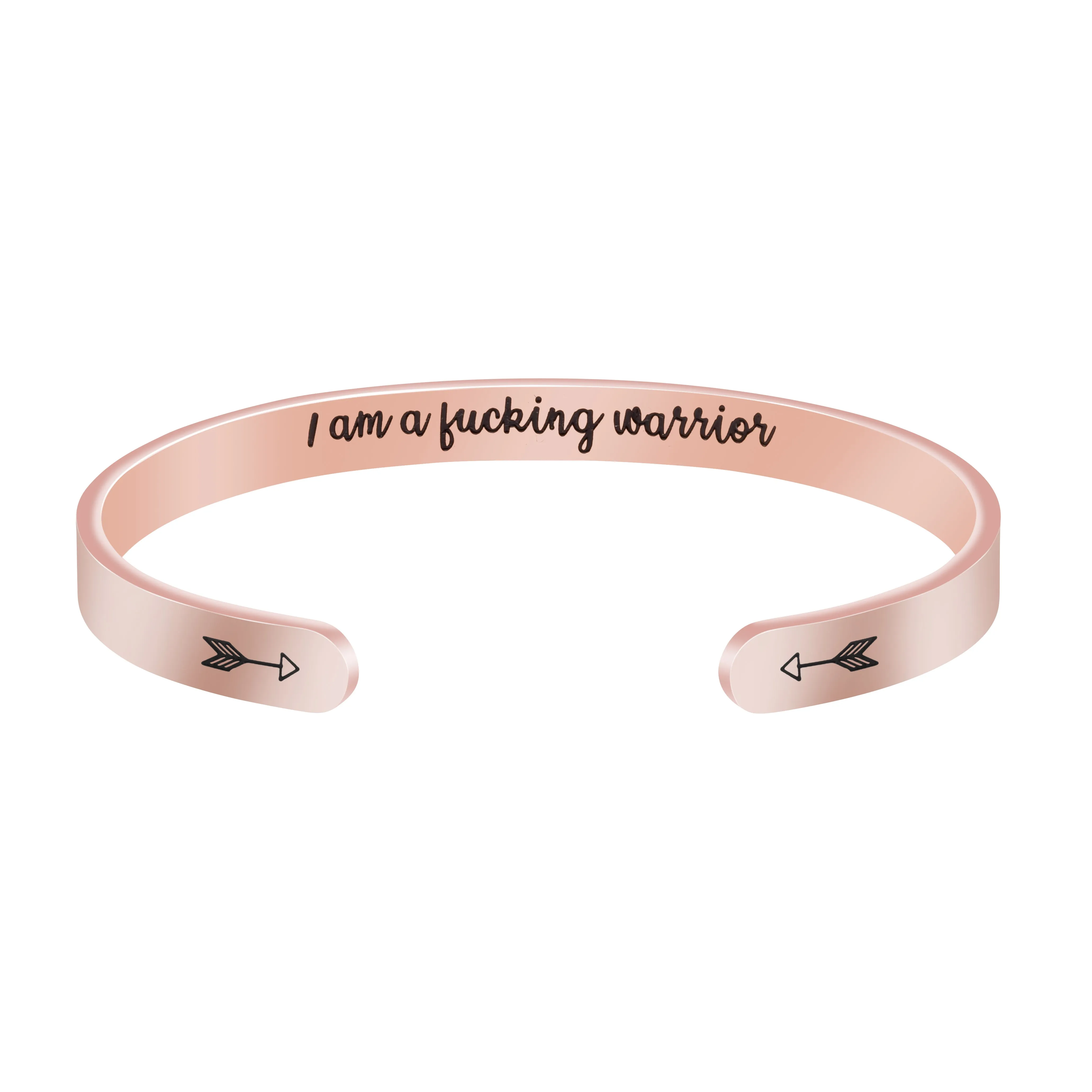 I Am A F**king Warrior Hidden Message Mantra Cuff Bracelet