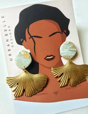 Jade Inspired Gingko Statement Earrings