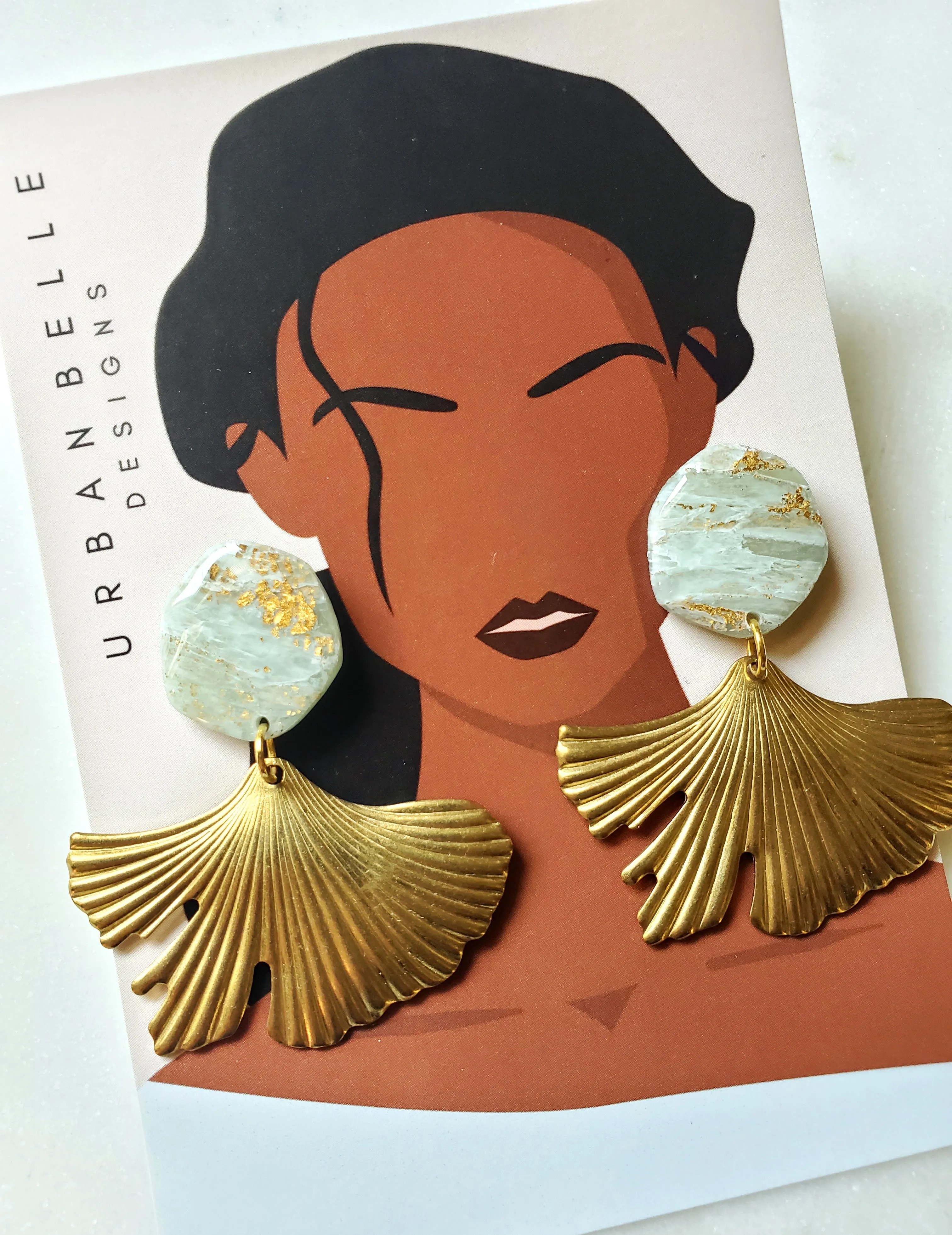 Jade Inspired Gingko Statement Earrings