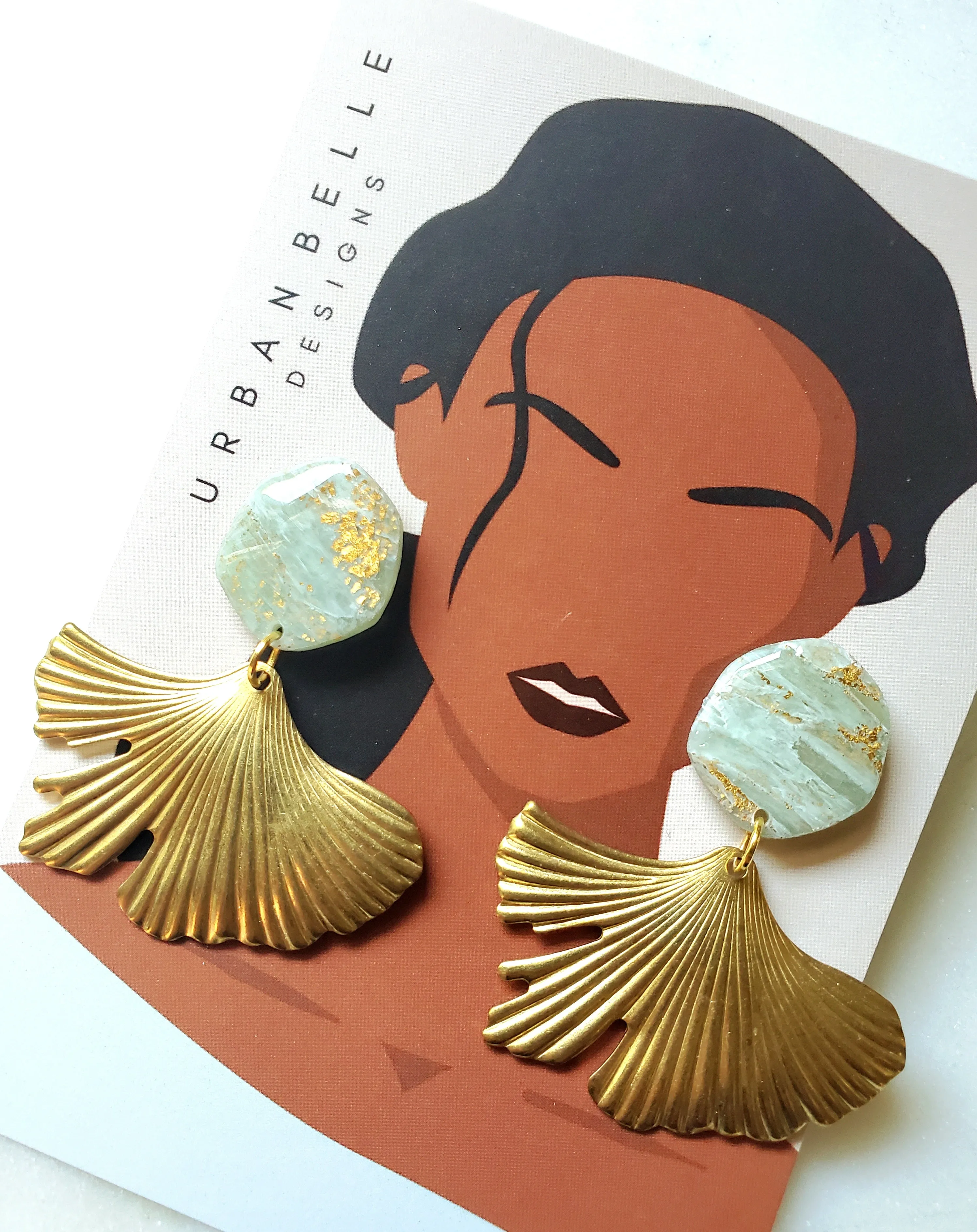 Jade Inspired Gingko Statement Earrings