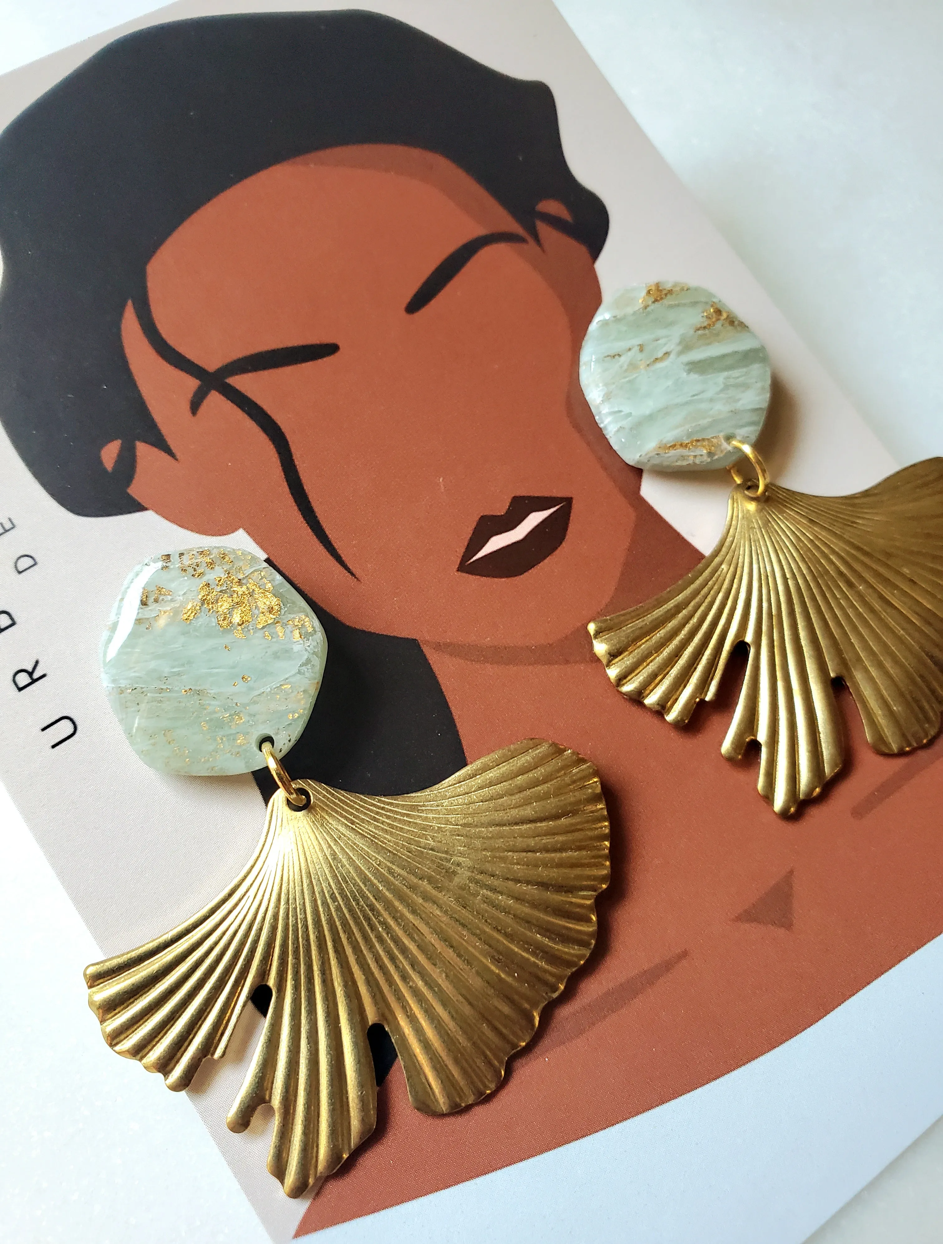 Jade Inspired Gingko Statement Earrings