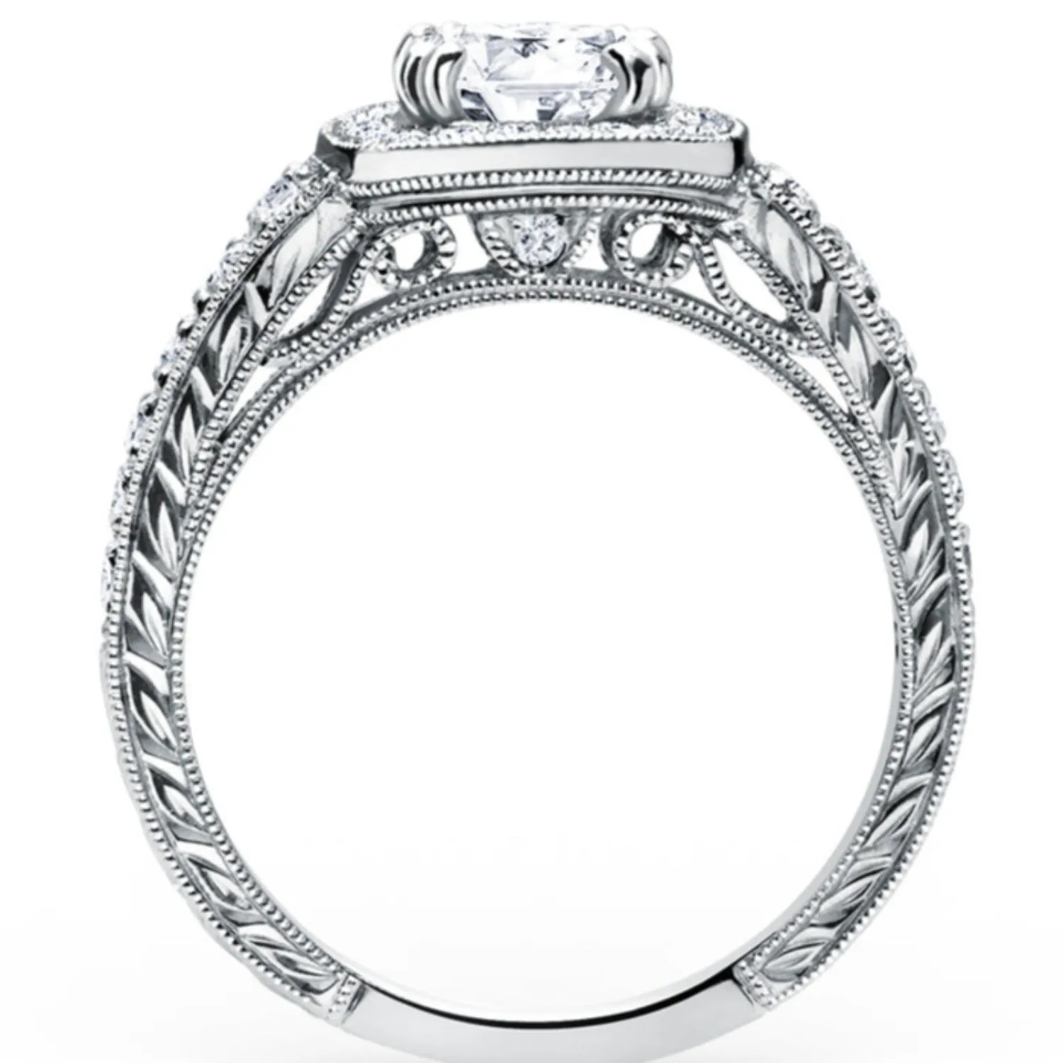 Kirk Kara "Carmella" Round Cut Halo Diamond Engagement Ring