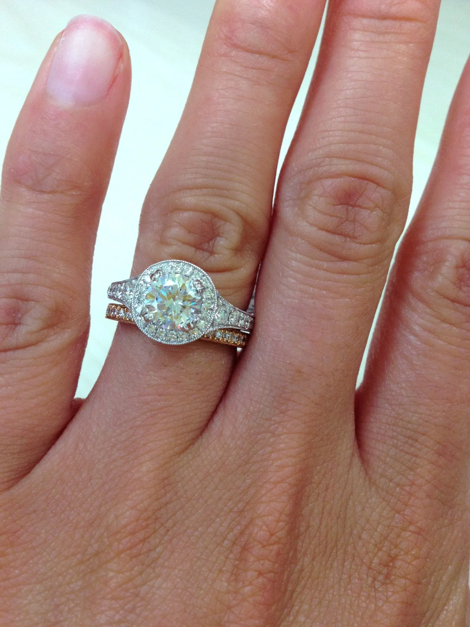 Kirk Kara "Carmella" Round Cut Halo Diamond Engagement Ring