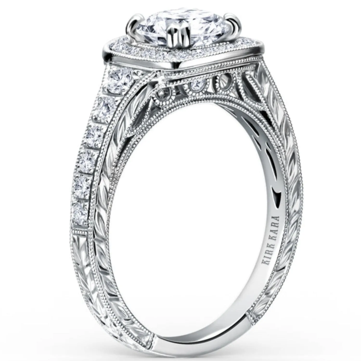 Kirk Kara "Carmella" Round Cut Halo Diamond Engagement Ring