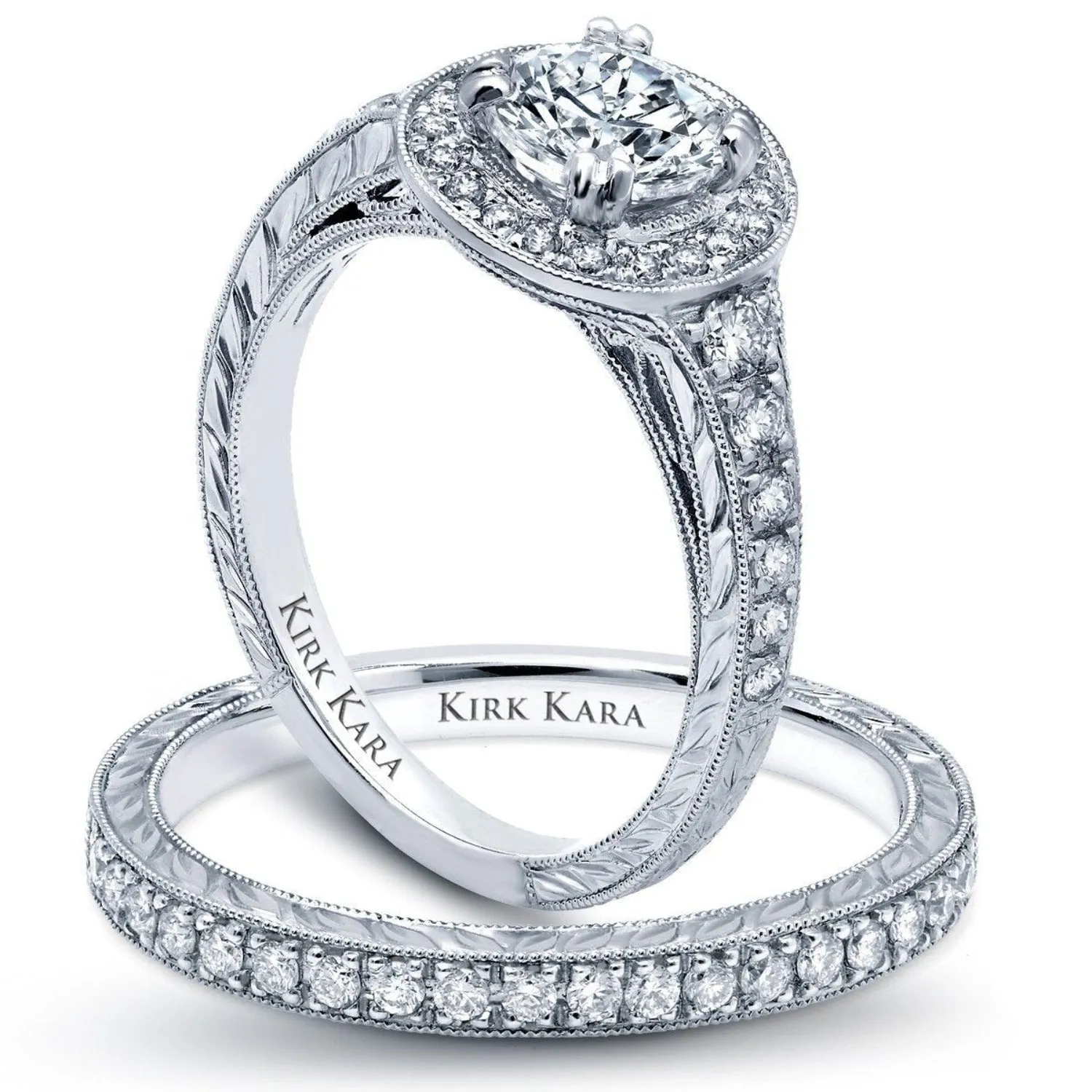Kirk Kara "Carmella" Round Cut Halo Diamond Engagement Ring