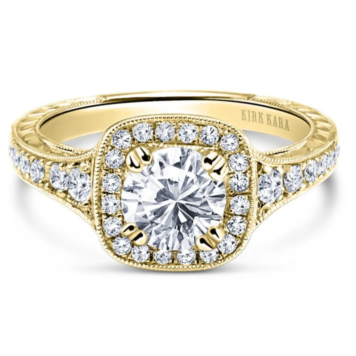 Kirk Kara "Carmella" Round Cut Halo Diamond Engagement Ring