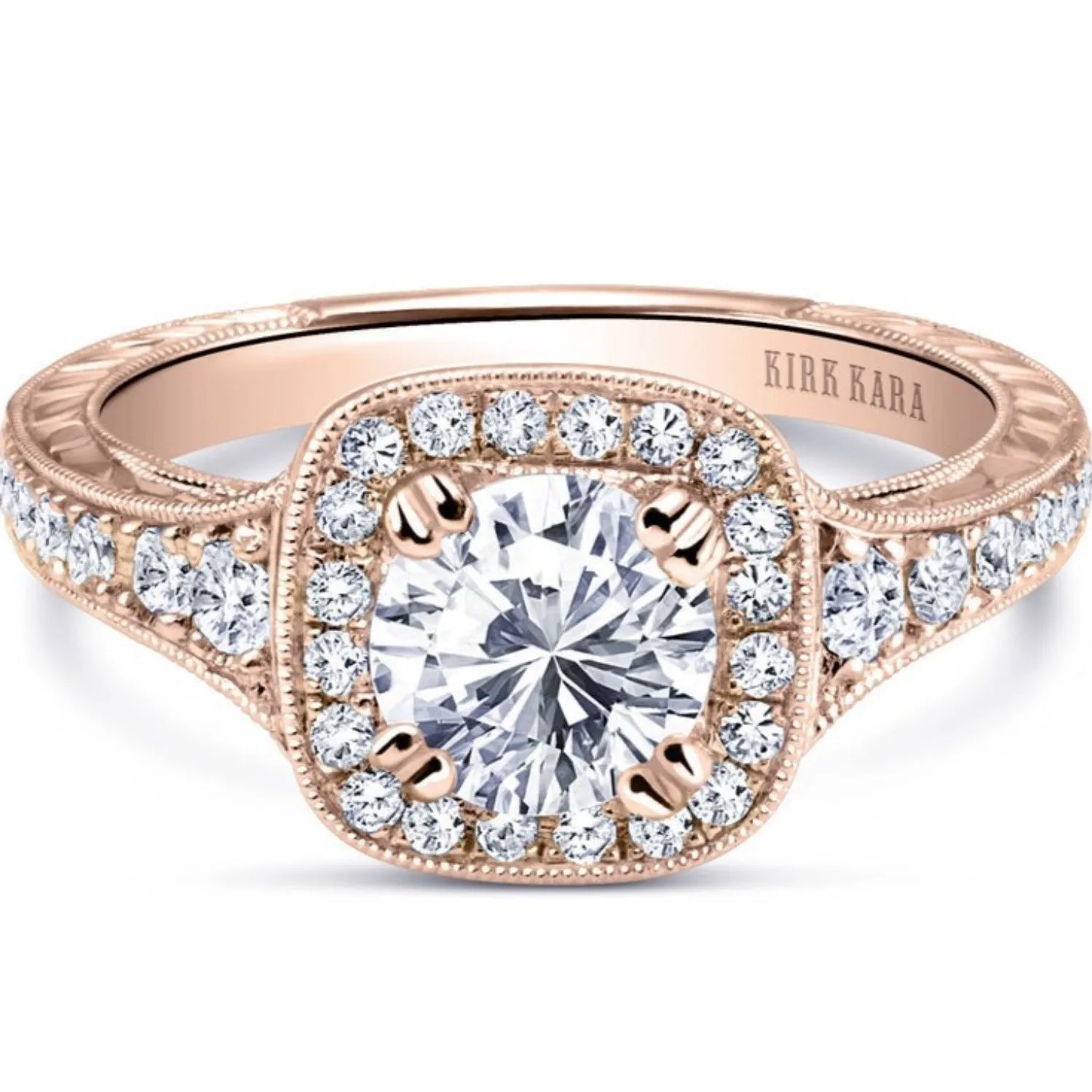 Kirk Kara "Carmella" Round Cut Halo Diamond Engagement Ring
