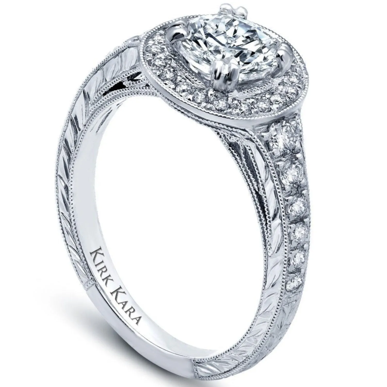 Kirk Kara "Carmella" Round Cut Halo Diamond Engagement Ring