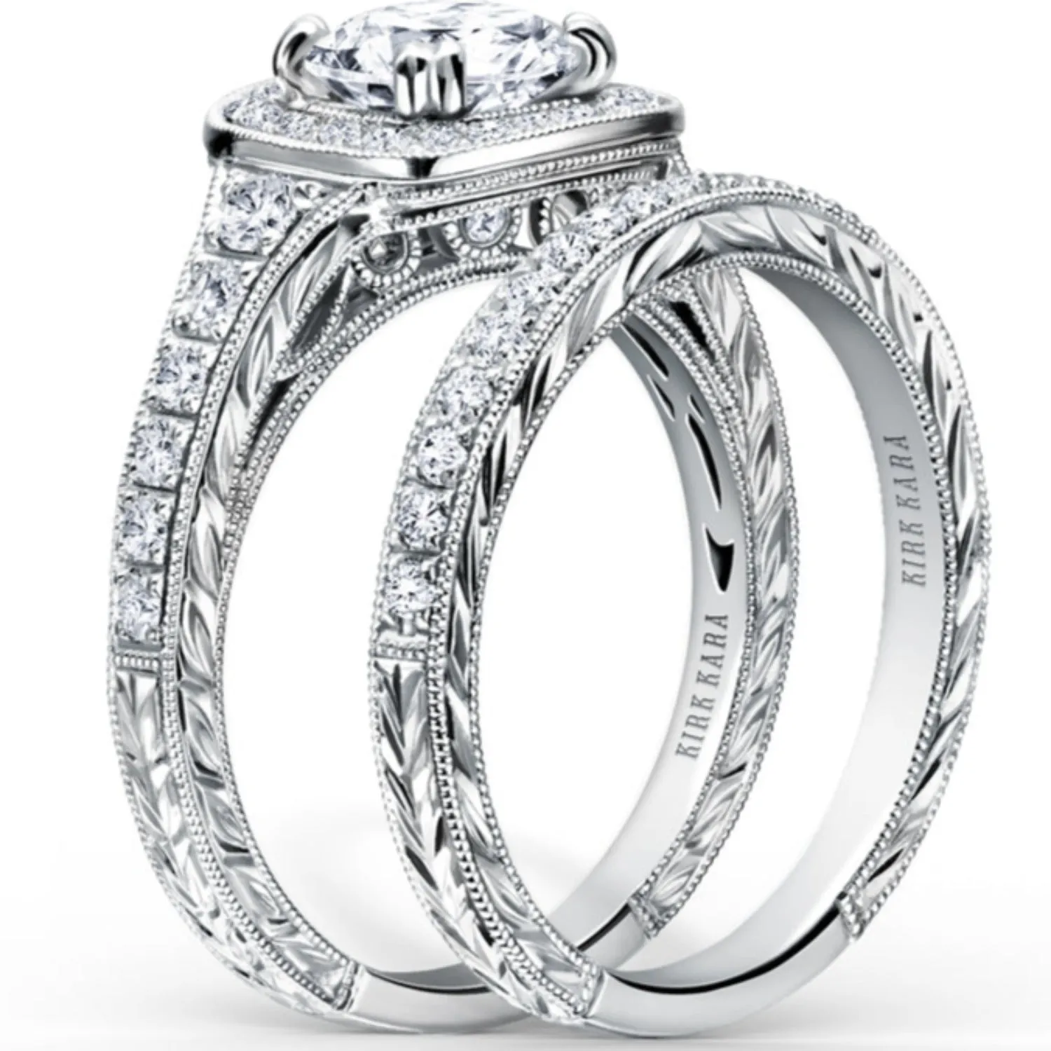 Kirk Kara "Carmella" Round Cut Halo Diamond Engagement Ring