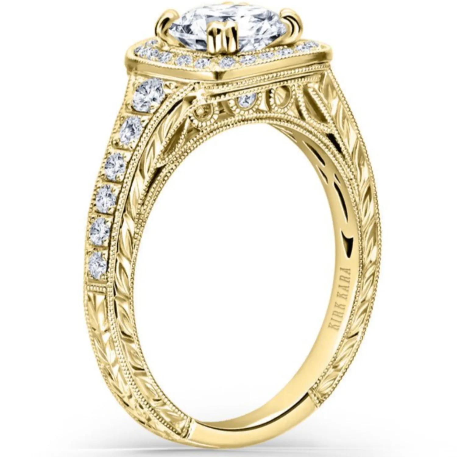 Kirk Kara "Carmella" Round Cut Halo Diamond Engagement Ring