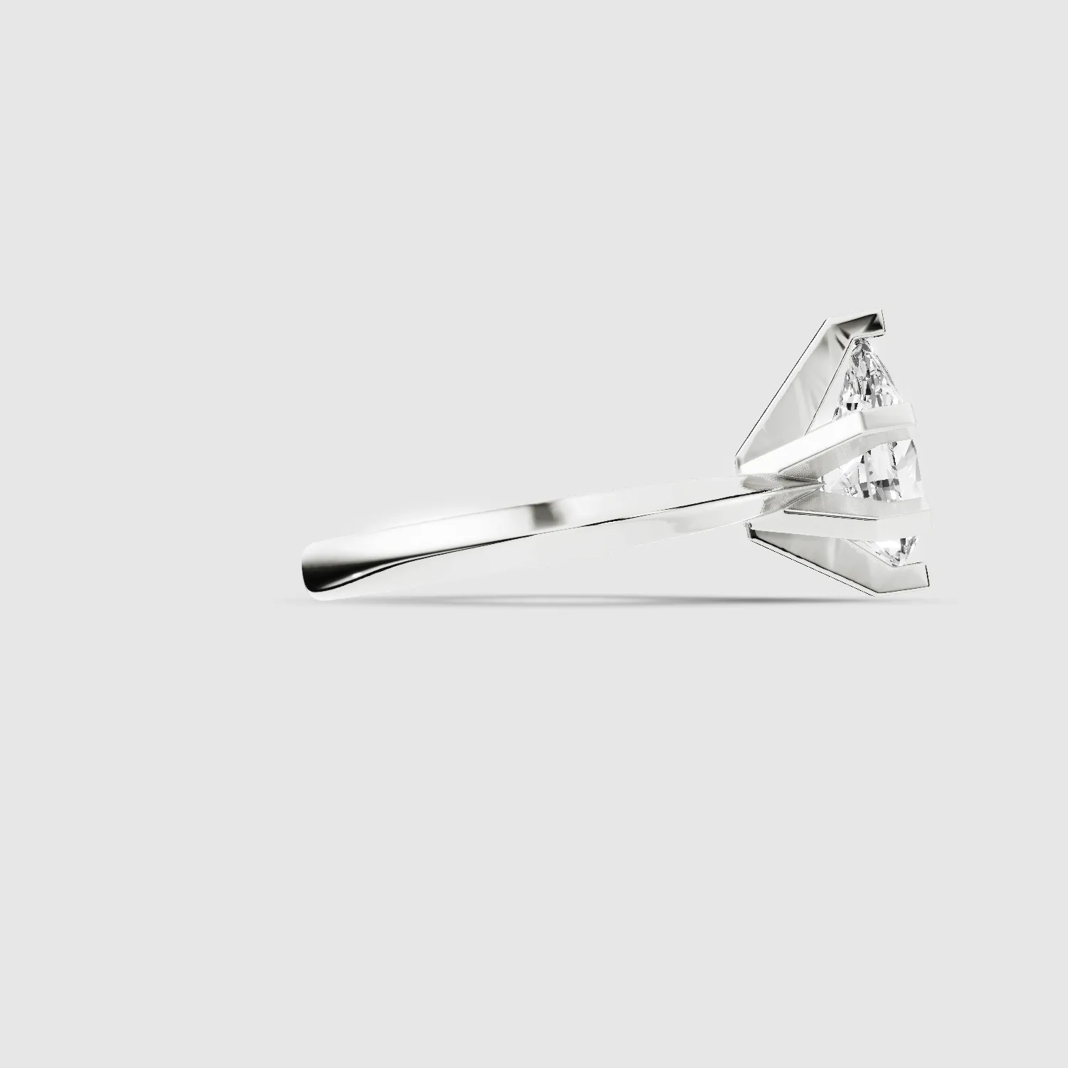 Knife-Edge Square-Prong Solitaire Ring-Pear