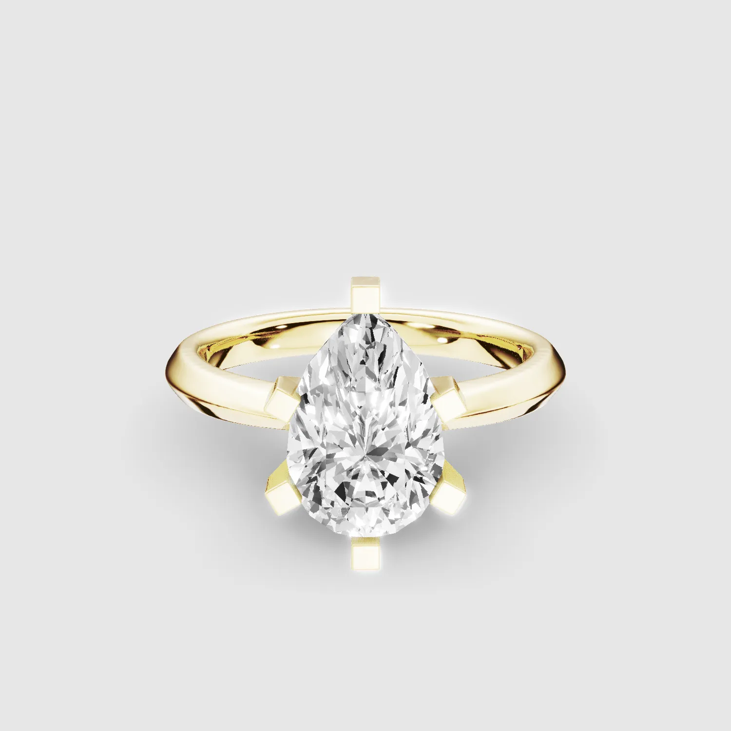 Knife-Edge Square-Prong Solitaire Ring-Pear