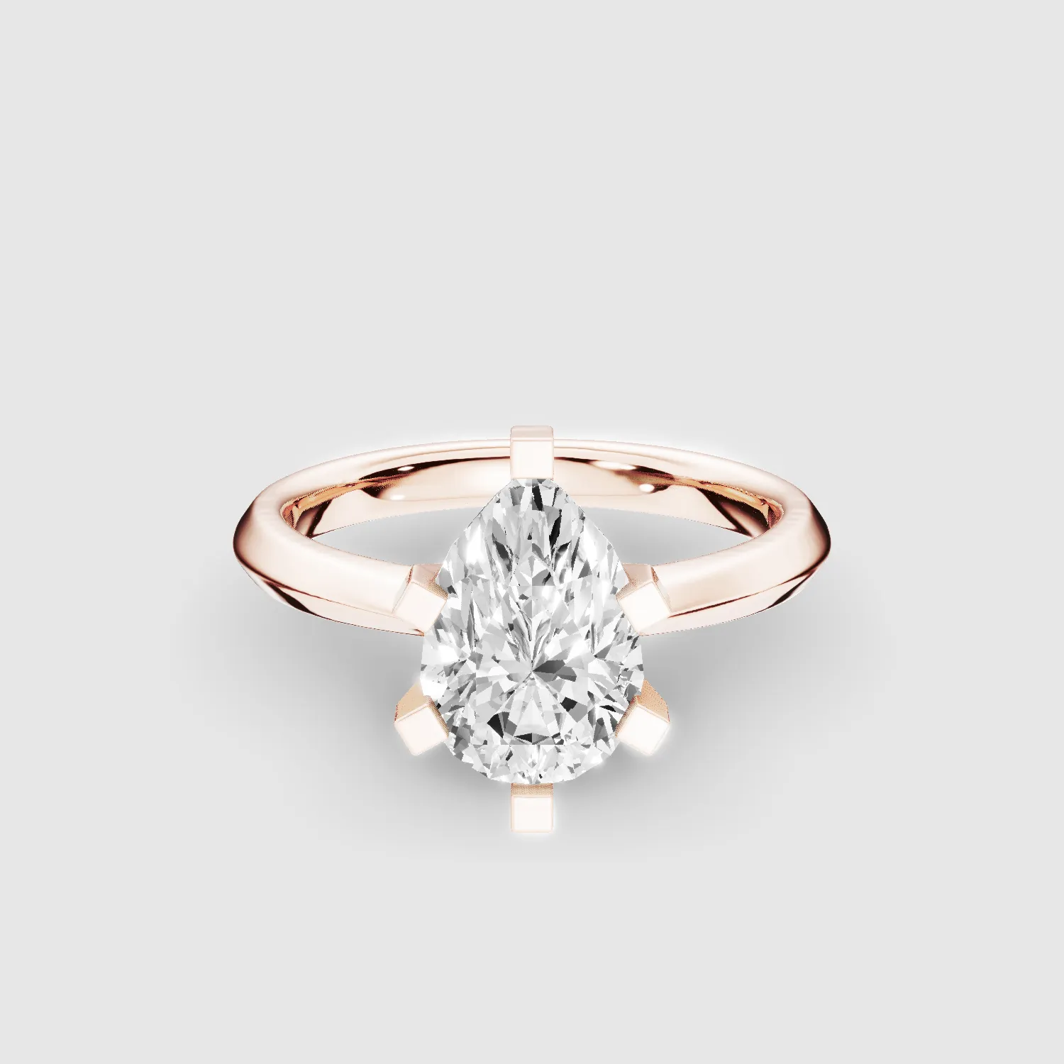 Knife-Edge Square-Prong Solitaire Ring-Pear