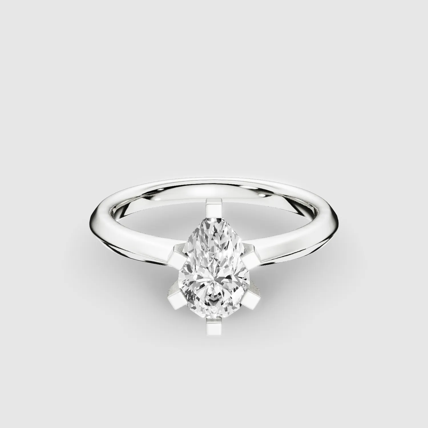 Knife-Edge Square-Prong Solitaire Ring-Pear