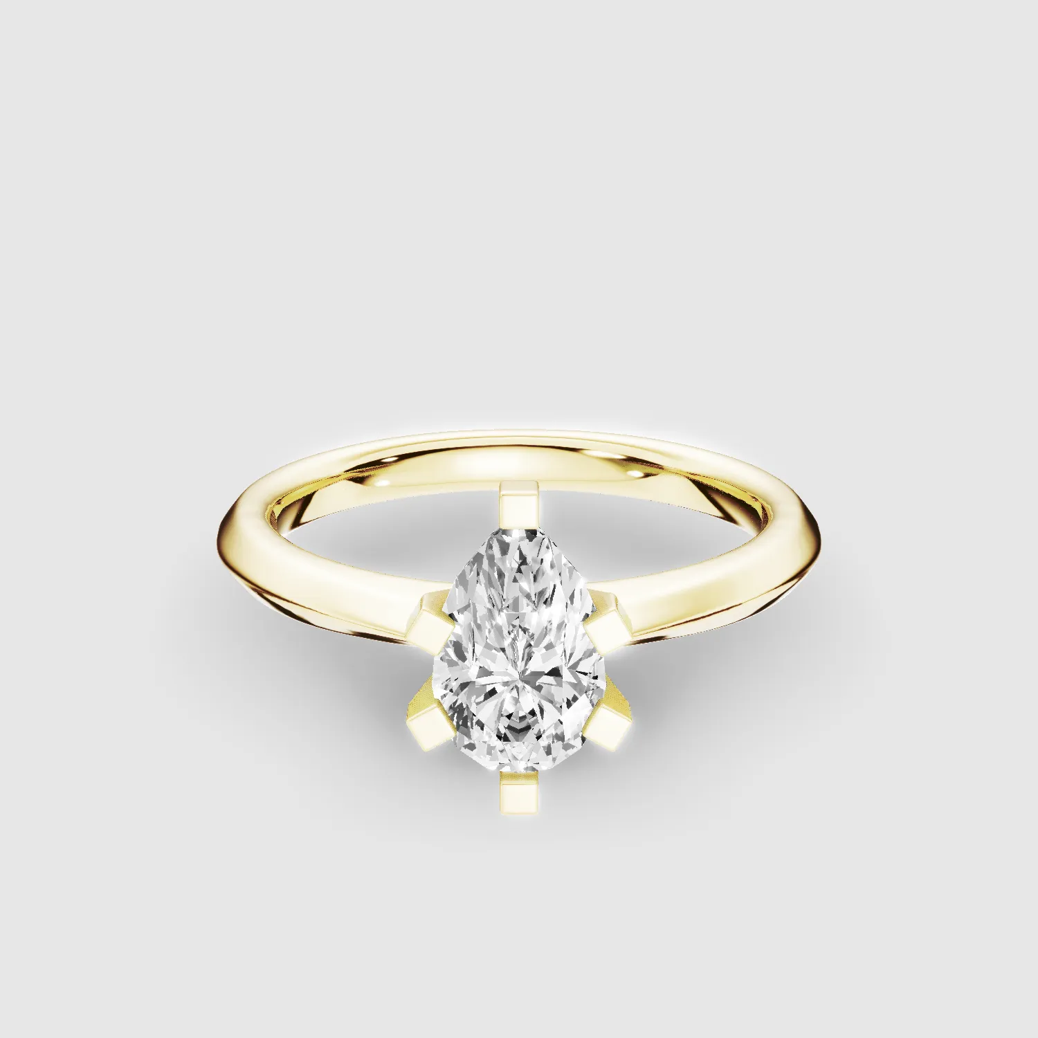 Knife-Edge Square-Prong Solitaire Ring-Pear