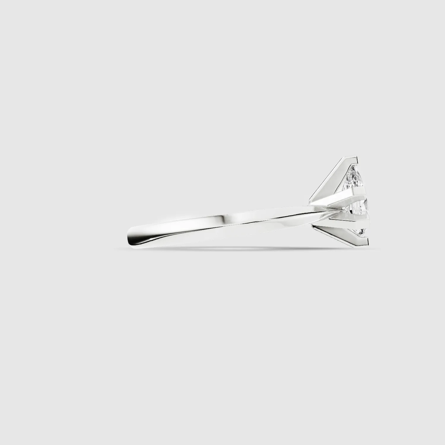 Knife-Edge Square-Prong Solitaire Ring-Pear