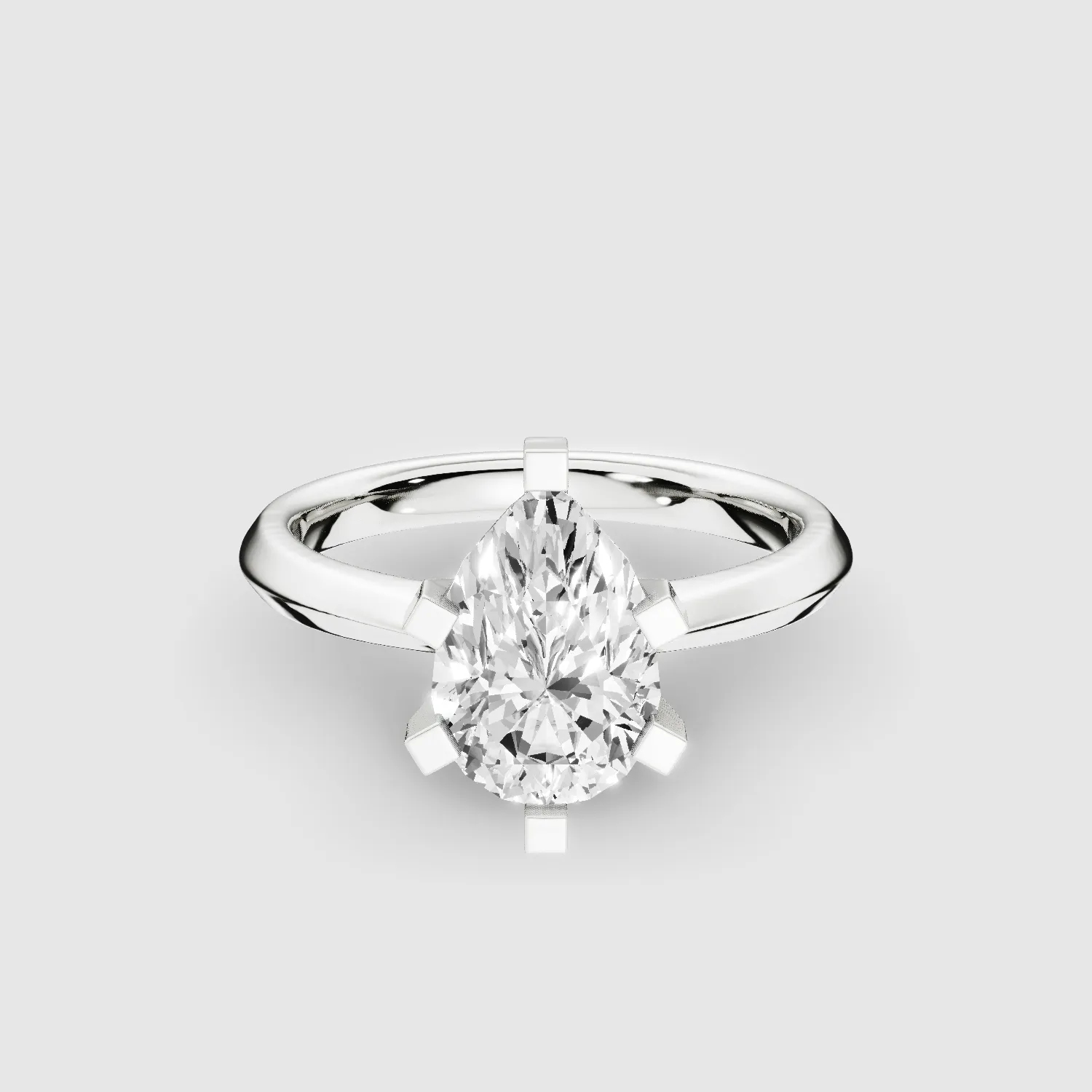 Knife-Edge Square-Prong Solitaire Ring-Pear