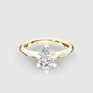 Knife-Edge Square-Prong Solitaire Ring-Pear