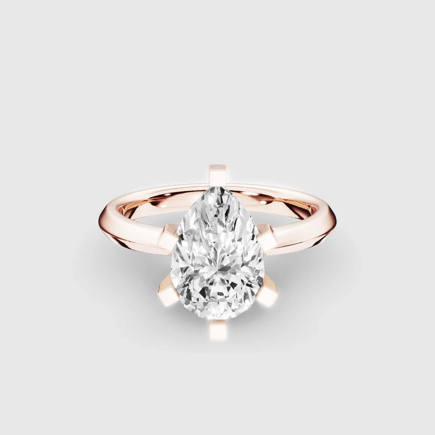 Knife-Edge Square-Prong Solitaire Ring-Pear