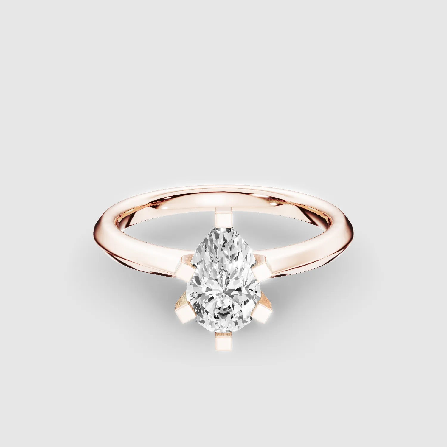 Knife-Edge Square-Prong Solitaire Ring-Pear