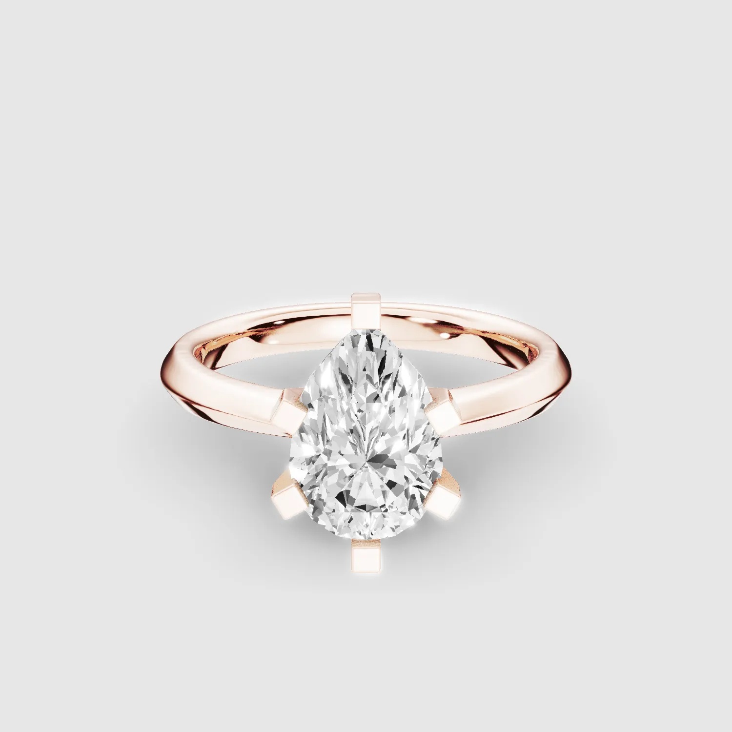 Knife-Edge Square-Prong Solitaire Ring-Pear