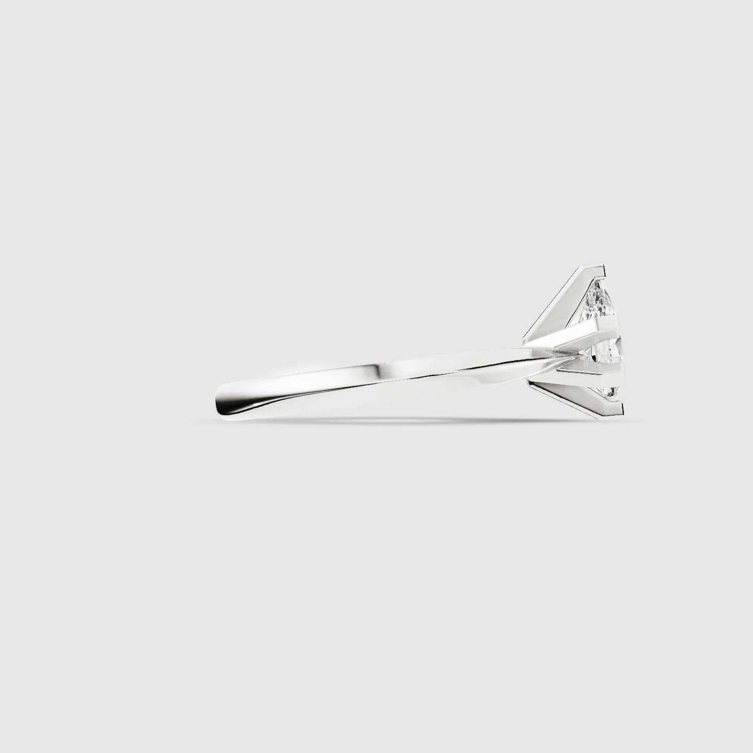 Knife-Edge Square-Prong Solitaire Ring-Pear