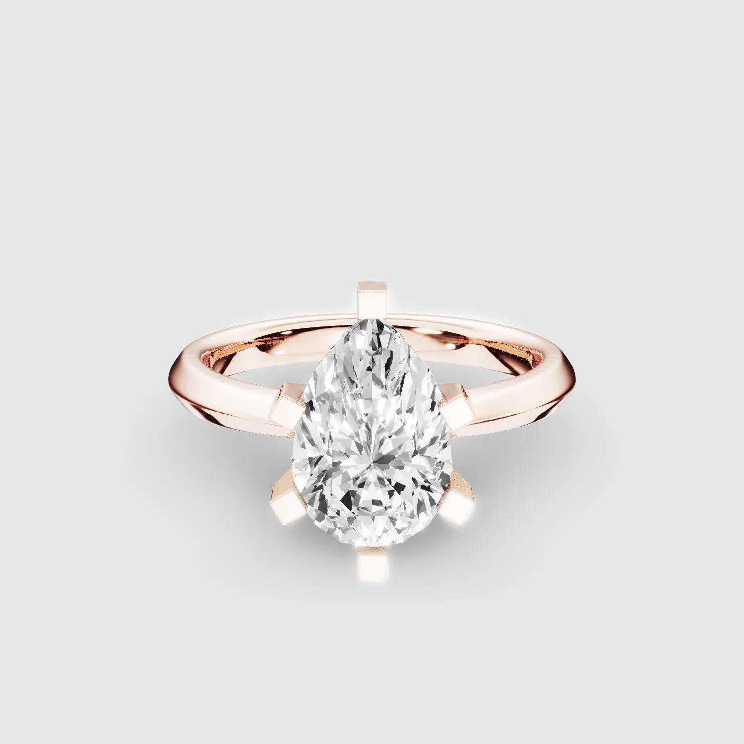 Knife-Edge Square-Prong Solitaire Ring-Pear