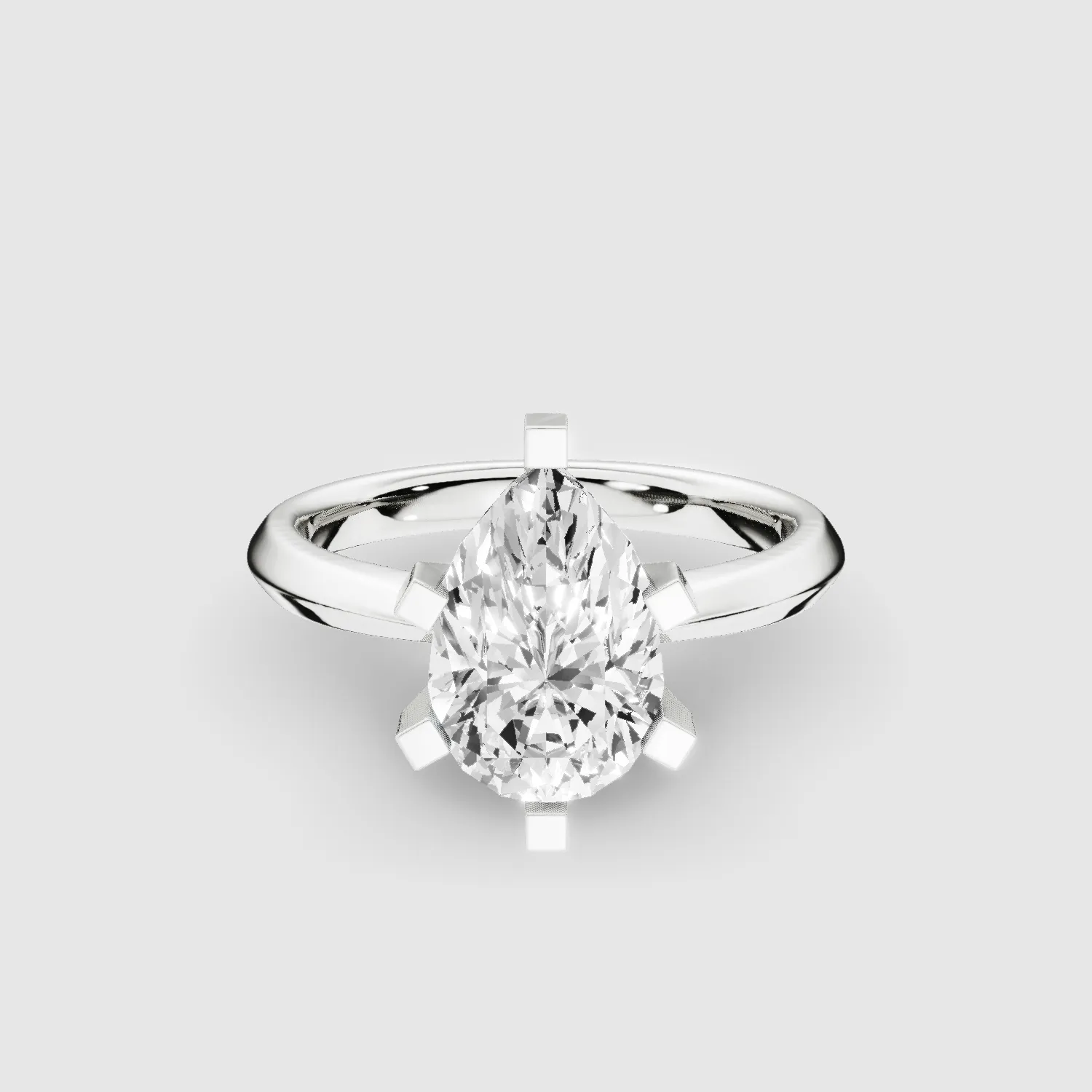 Knife-Edge Square-Prong Solitaire Ring-Pear