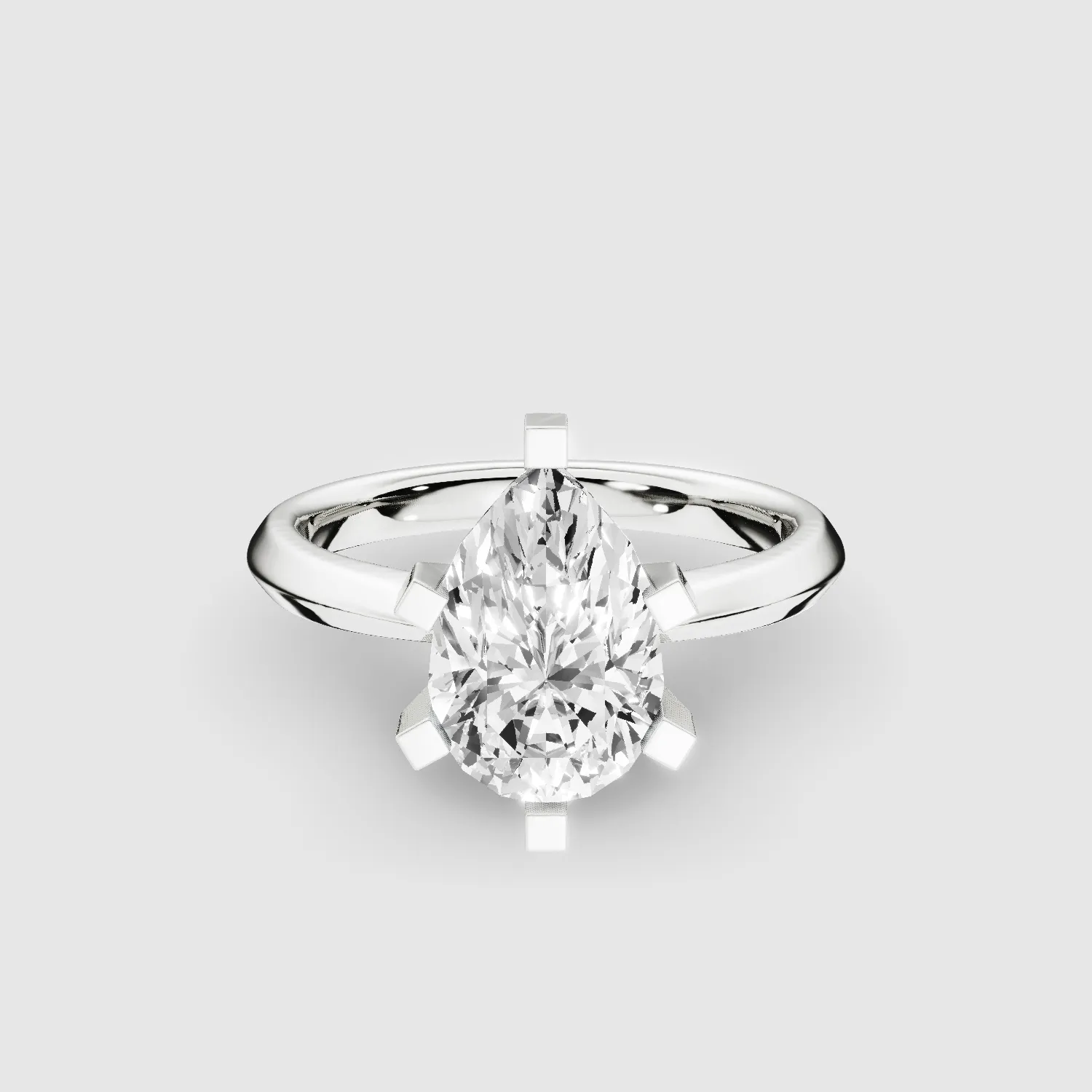 Knife-Edge Square-Prong Solitaire Ring-Pear
