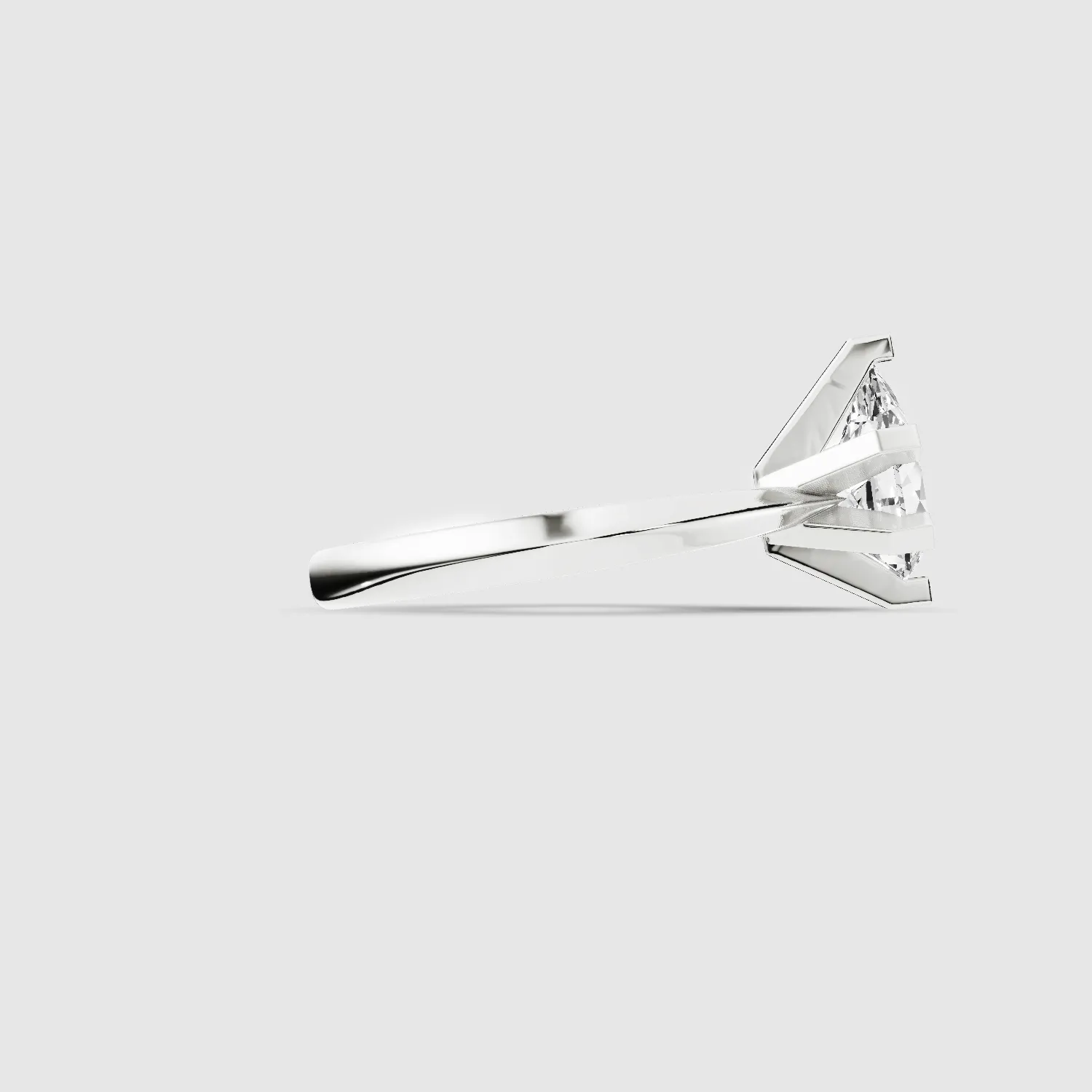 Knife-Edge Square-Prong Solitaire Ring-Pear