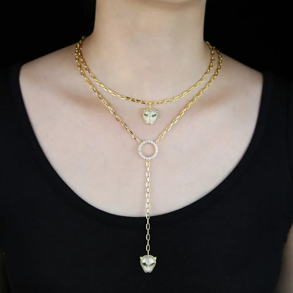 l leopard jaguar pendant choker