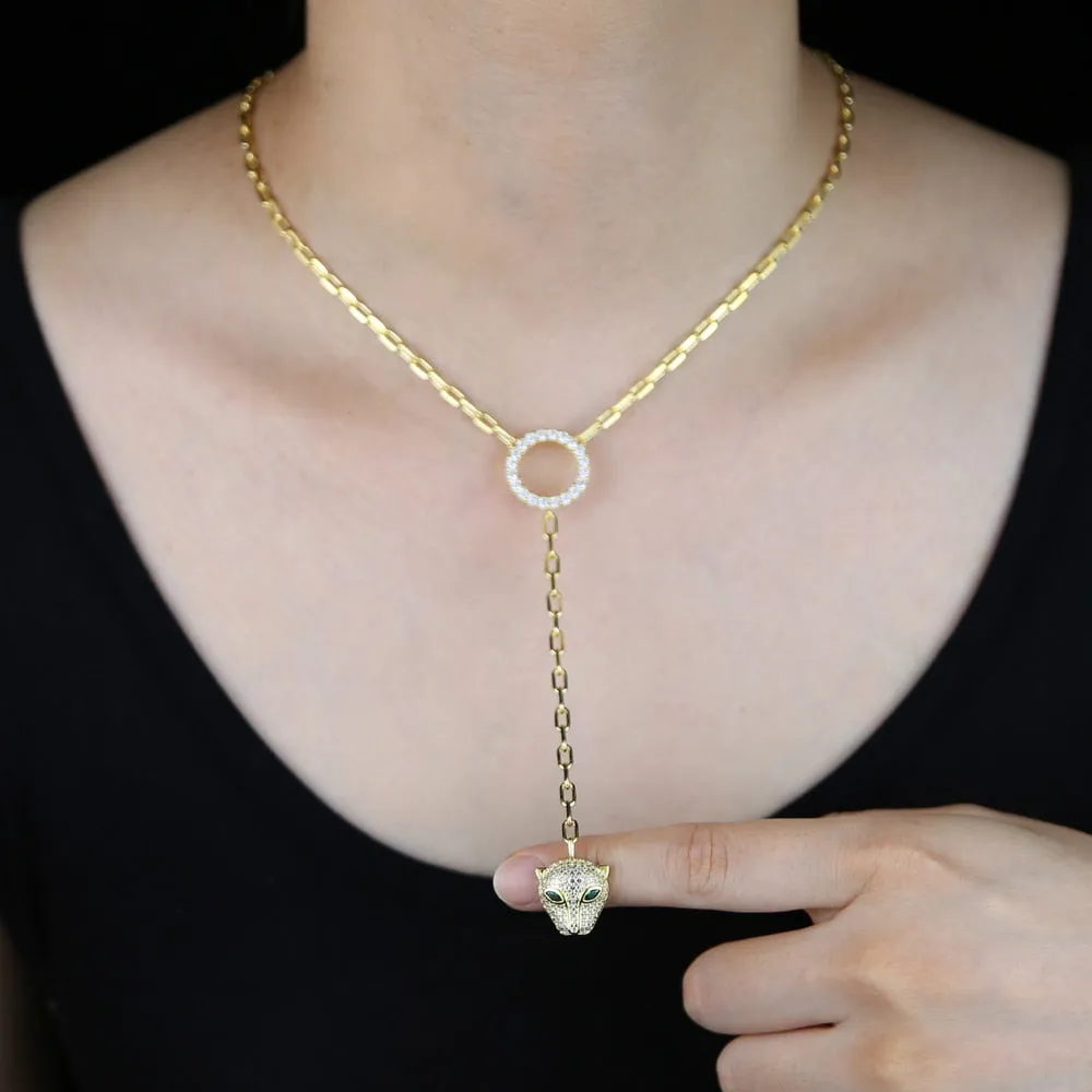 l leopard jaguar pendant choker