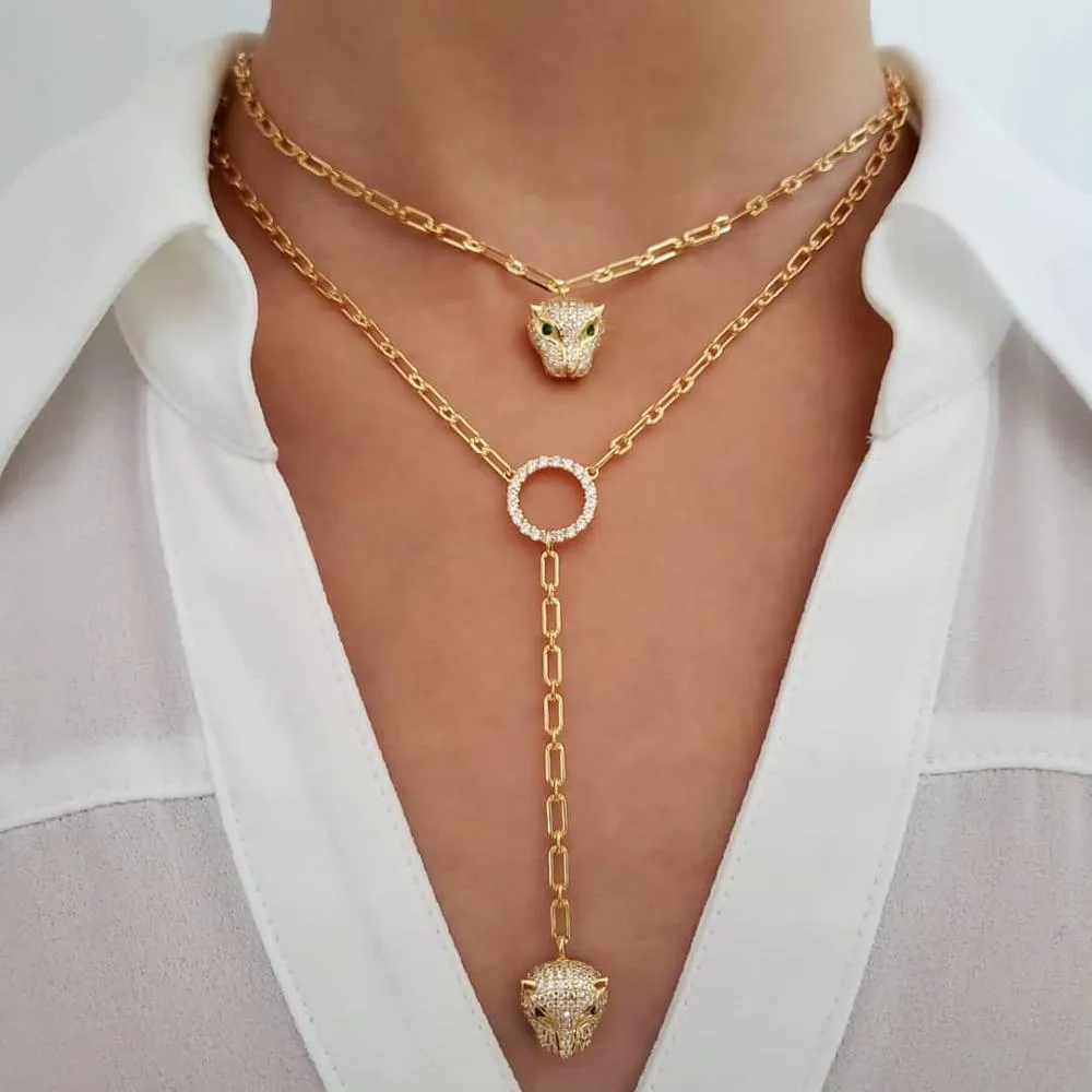 l leopard jaguar pendant choker