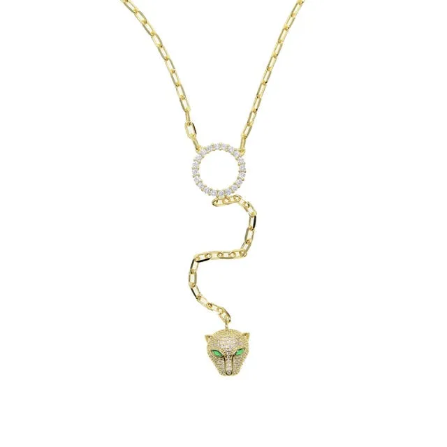 l leopard jaguar pendant choker