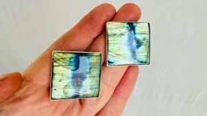Labradorite Post Earrings. Sterling Silver Handmade Designer Jewelry. One-of-a-Kind. 4120