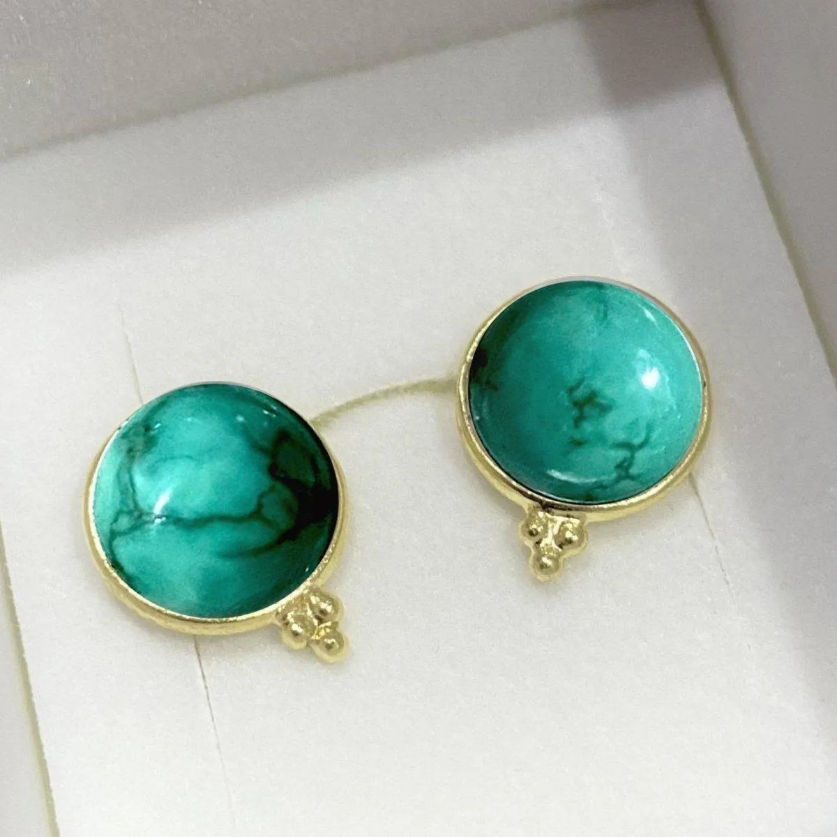 Laihas Free Spirit Gold Turquoise Stud Earrings